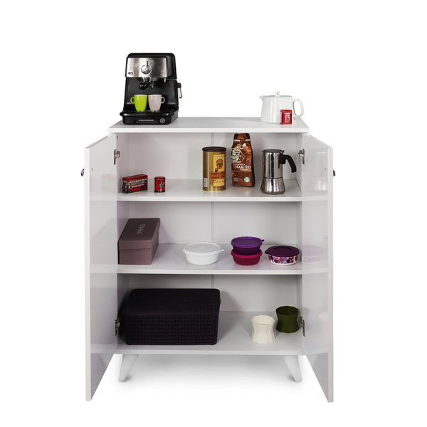 English Elm Valeria Wood Base Shoe Cabinet White – Slim 3-Tier Organizer with Durable Wood Finish, Entryway Storage B029119659