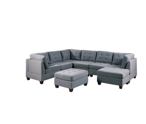English Elm Modular 9-Piece Sectional Sofa Set With Tufted Design, Nailhead Trim & Gray Linen Fabric For Versatile Living Spaces B011S00413