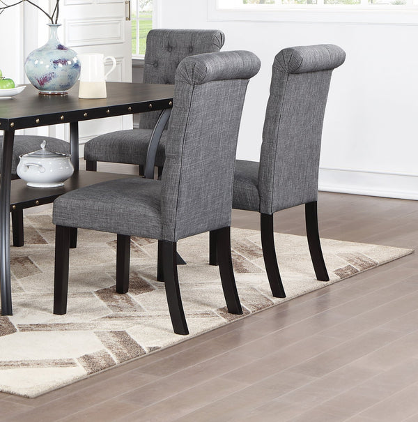 English Elm Charcoal Plush Tufted Dining Chair Set of 2 — Padded Seat & Roll-Back Top for Stylish Comfort B011119662