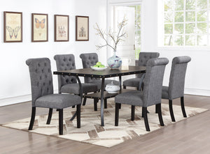 English Elm Charcoal Plush Tufted Dining Chair Set of 2 — Padded Seat & Roll-Back Top for Stylish Comfort B011119662