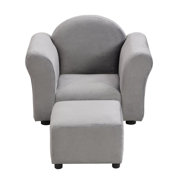 English Elm Kids Upholstered Chair and Ottoman Set Soft Toddler Seating for Playroom or Bedroom W214103910
