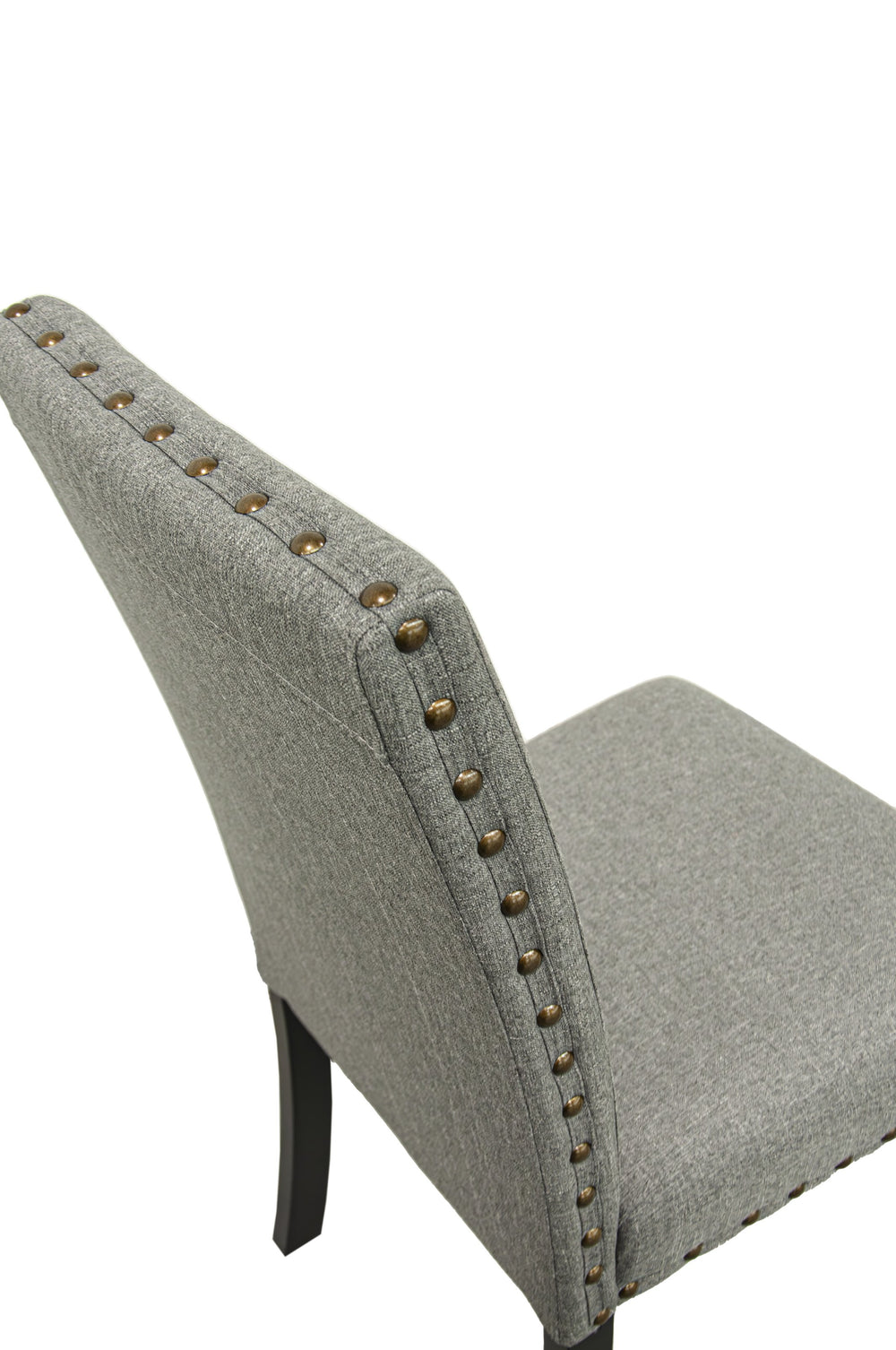 English Elm Grey Plush Fabric Dining Chairs Set of 2 with Nailhead Trim, Padded Back Comfort, Sturdy Wood Frame B011119660