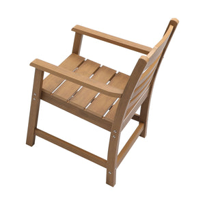 English Elm Patio HIPS Outdoor Dining Chair Set of 2 with Armrests, Imitation Wood Grain Teak Finish, UV-Protected Comfort Light Teak W1209107725
