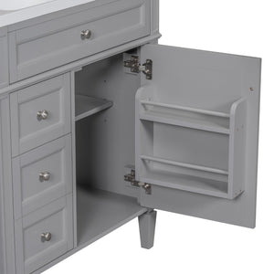 English Elm 30'' Modern Single Sink Vanity with Resin Basin Soft Close Drawers and Storage Cabinet SW000103AAE-2