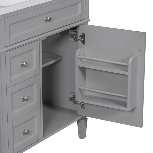English Elm 30'' Modern Single Sink Vanity with Resin Basin Soft Close Drawers and Storage Cabinet SW000103AAE-2