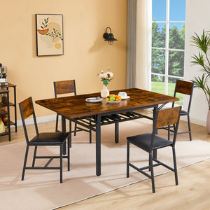 English Elm Folding Drop Leaf Dining Table Rustic Brown Steel Frame Seats Six Space Saving W1162104704