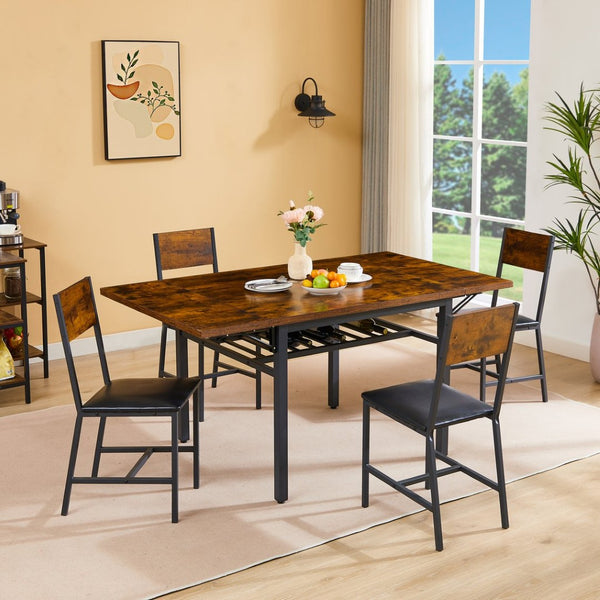 English Elm Folding Drop Leaf Dining Table Rustic Brown Steel Frame Seats Six Space Saving W1162104704
