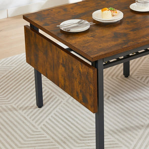English Elm Folding Drop Leaf Dining Table Rustic Brown Steel Frame Seats Six Space Saving W1162104704