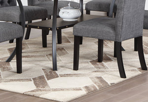 English Elm Modern Round Dining Set with Nailhead Trim and Under-Table Storage, Plush Upholstered Chairs Charcoal grey 52 L x 52 W x 6 H B011S00421