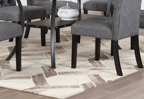 English Elm Modern Round Dining Set with Nailhead Trim and Under-Table Storage, Plush Upholstered Chairs Charcoal grey 52 L x 52 W x 6 H B011S00421