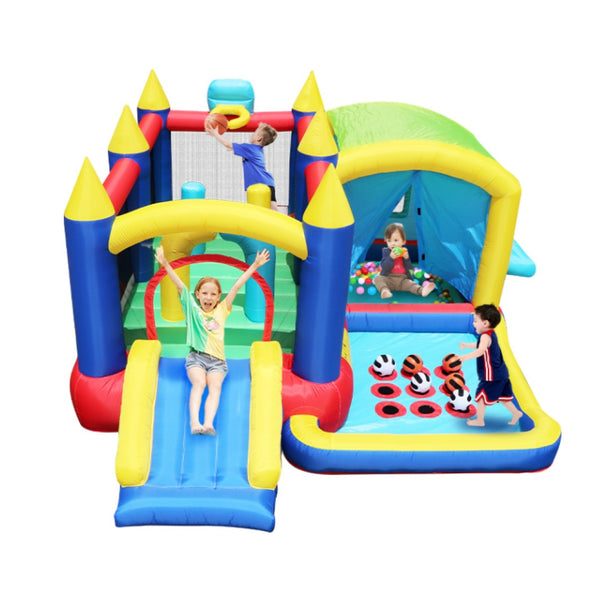 English Elm 7 in 1 Inflatable Bouncy Castle with Jump Zone Ball Pit and Obstacles for Kids W1677109362