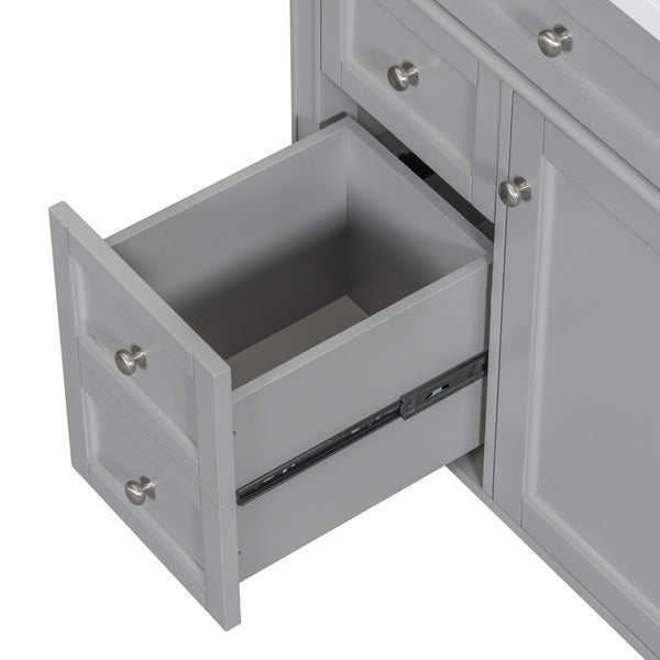 English Elm 30'' Modern Single Sink Vanity with Resin Basin Soft Close Drawers and Storage Cabinet SW000103AAE-2