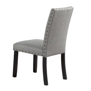 English Elm Grey Plush Fabric Dining Chairs Set of 2 with Nailhead Trim, Padded Back Comfort, Sturdy Wood Frame B011119660