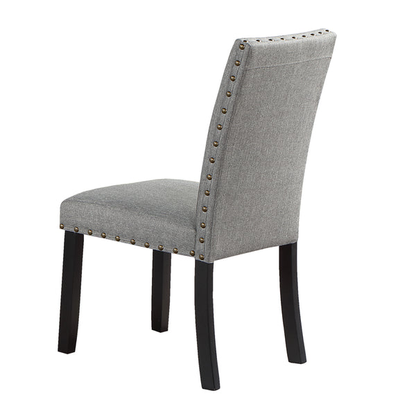 English Elm Grey Plush Fabric Dining Chairs Set of 2 with Nailhead Trim, Padded Back Comfort, Sturdy Wood Frame B011119660
