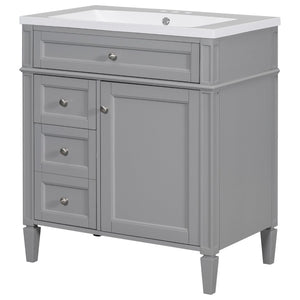 English Elm 30'' Modern Single Sink Vanity with Resin Basin Soft Close Drawers and Storage Cabinet SW000103AAE-2