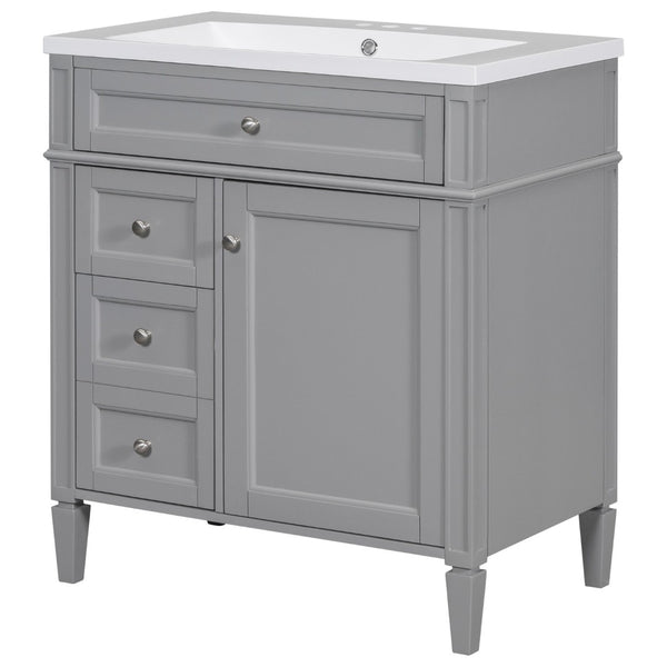 English Elm 30'' Modern Single Sink Vanity with Resin Basin Soft Close Drawers and Storage Cabinet SW000103AAE-2