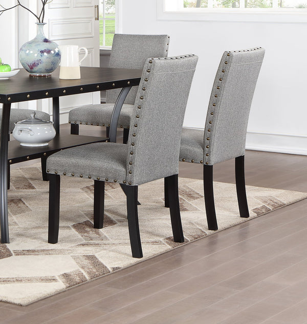 English Elm Grey Plush Fabric Dining Chairs Set of 2 with Nailhead Trim, Padded Back Comfort, Sturdy Wood Frame B011119660