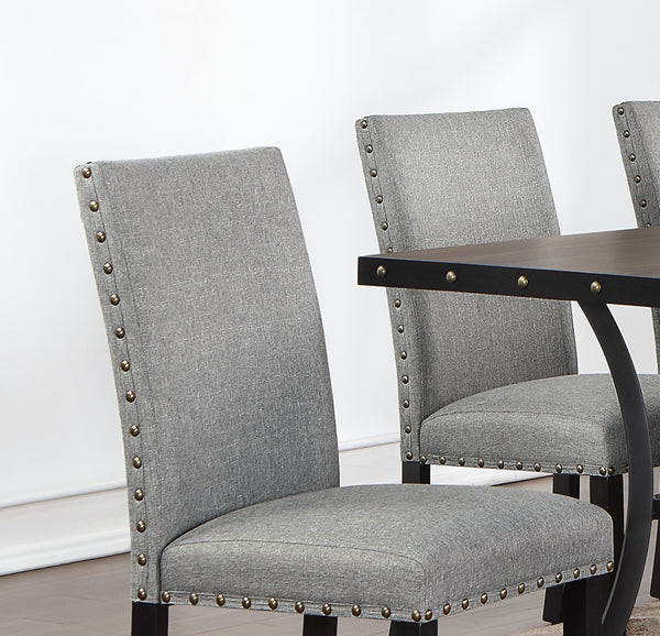 English Elm Grey Plush Fabric Dining Chairs Set of 2 with Nailhead Trim, Padded Back Comfort, Sturdy Wood Frame B011119660