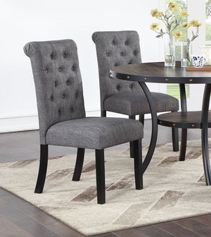 English Elm Charcoal Plush Tufted Dining Chair Set of 2 — Padded Seat & Roll-Back Top for Stylish Comfort B011119662