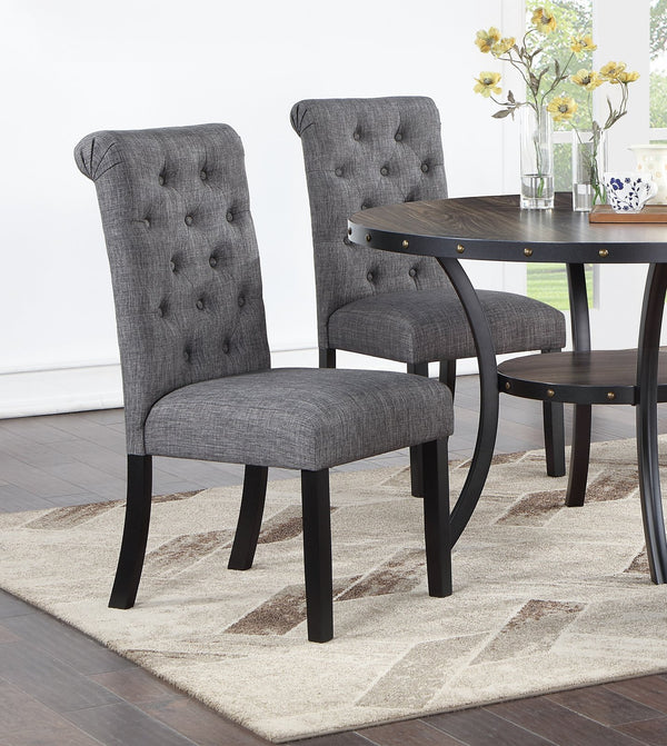 English Elm Charcoal Plush Tufted Dining Chair Set of 2 — Padded Seat & Roll-Back Top for Stylish Comfort B011119662