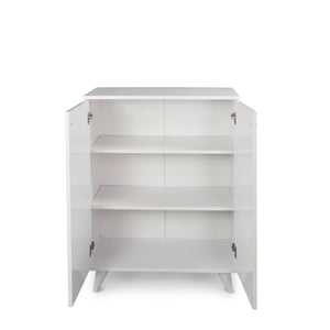 English Elm Valeria Wood Base Shoe Cabinet White – Slim 3-Tier Organizer with Durable Wood Finish, Entryway Storage B029119659