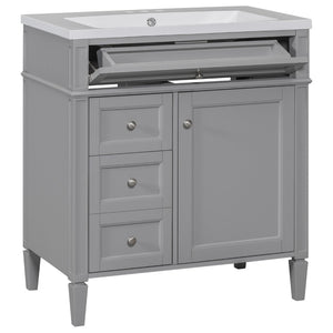 English Elm 30'' Modern Single Sink Vanity with Resin Basin Soft Close Drawers and Storage Cabinet SW000103AAE-2