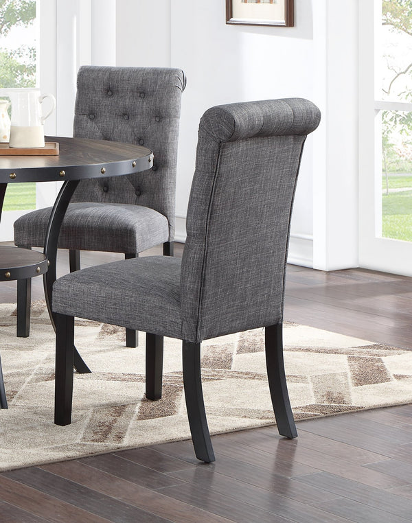 English Elm Charcoal Plush Tufted Dining Chair Set of 2 — Padded Seat & Roll-Back Top for Stylish Comfort B011119662