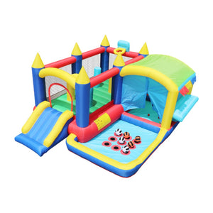 English Elm 7 in 1 Inflatable Bouncy Castle with Jump Zone Ball Pit and Obstacles for Kids W1677109362