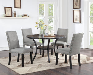 English Elm Grey Plush Fabric Dining Chairs Set of 2 with Nailhead Trim, Padded Back Comfort, Sturdy Wood Frame B011119660