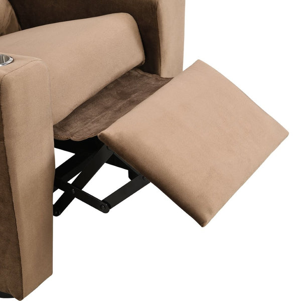 English Elm Kids Velvet Recliner with Adjustable Footrest Padded Headrest and Built in Cup Holders W214101804