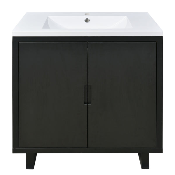 English Elm 30" Bathroom Vanity with Sink, Solid Wood Frame, Large Undersink Storage, Minimalist Elegant Design Black WF319594AAB