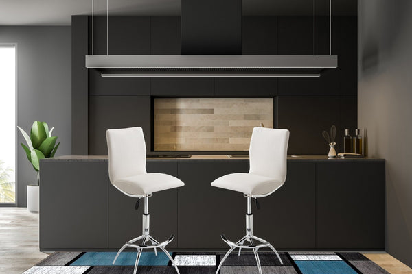 English Elm Modern Swivel Barstools Set of 2 Adjustable Pu Leather Chrome Base Kitchen Counter White Straight Grain B091119814
