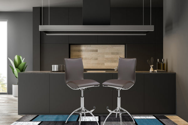 English Elm Modern Swivel Barstools Set of 2 Adjustable Pu Leather Chrome Base Kitchen Counter Brown B091119811