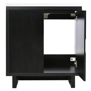 English Elm 30" Bathroom Vanity with Sink, Solid Wood Frame, Large Undersink Storage, Minimalist Elegant Design Black WF319594AAB