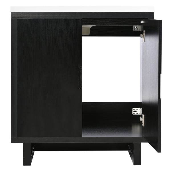 English Elm 30" Bathroom Vanity with Sink, Solid Wood Frame, Large Undersink Storage, Minimalist Elegant Design Black WF319594AAB
