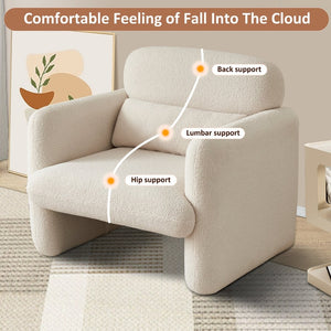 English Elm Best-selling Boucle Cloud Chair Curved Plush Accent Seat with Lumbar Pillow Included W1765106568