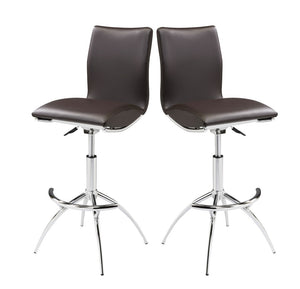 English Elm Modern Swivel Barstools Set of 2 Adjustable Pu Leather Chrome Base Kitchen Counter Brown B091119811