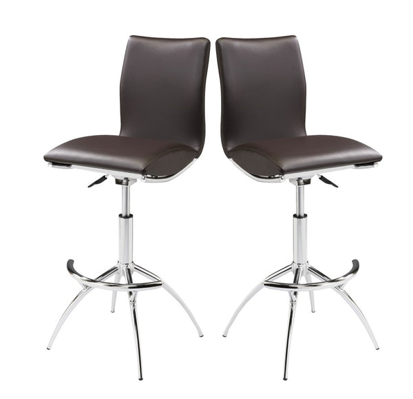 English Elm Modern Swivel Barstools Set of 2 Adjustable Pu Leather Chrome Base Kitchen Counter Brown B091119811