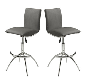 English Elm Modern Swivel Barstools Set of 2 Adjustable Pu Leather Chrome Base Kitchen Counter Gray B091119812