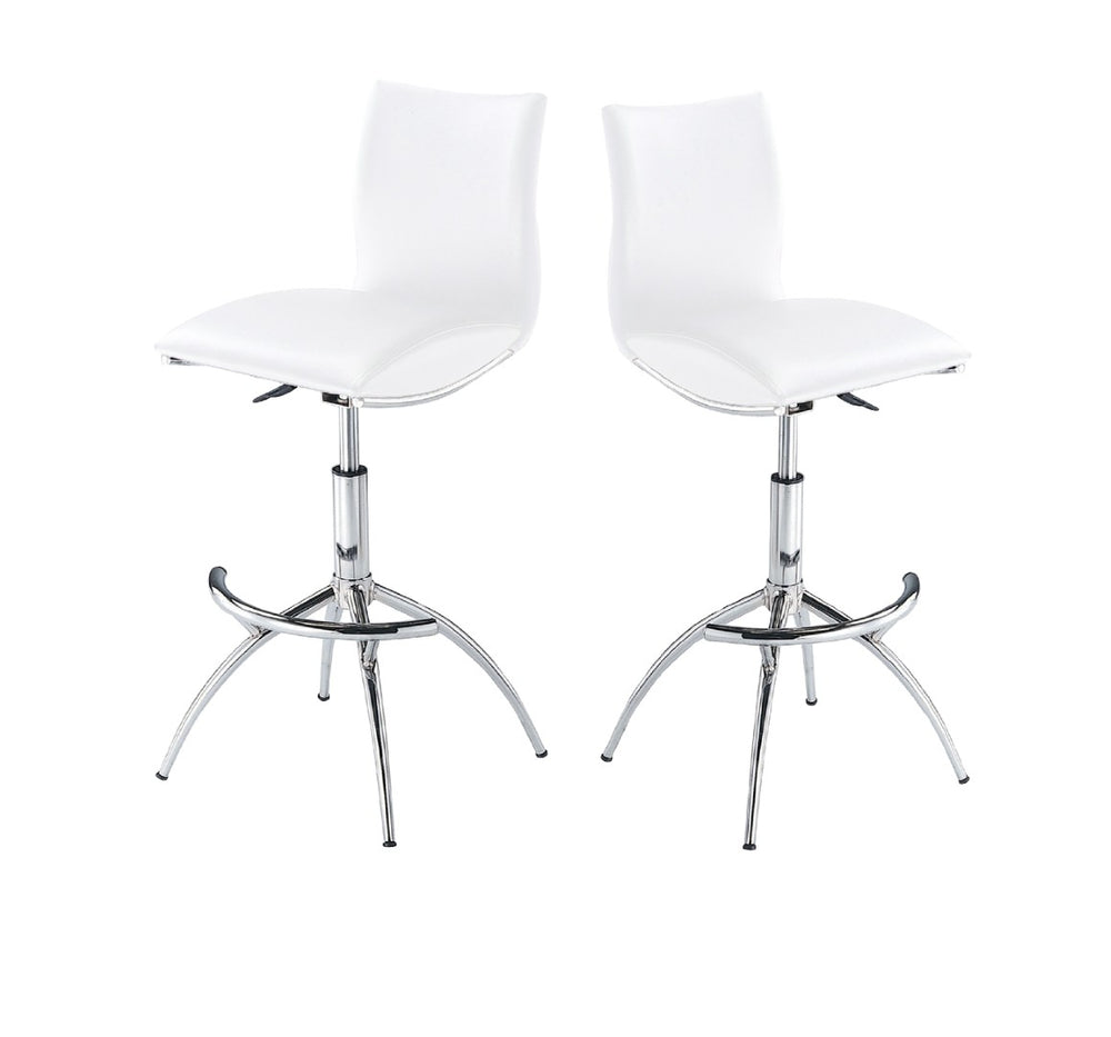 English Elm Modern Swivel Barstools Set of 2 Adjustable Pu Leather Chrome Base Kitchen Counter White Pu B091119810