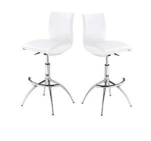 English Elm Modern Swivel Barstools Set of 2 Adjustable Pu Leather Chrome Base Kitchen Counter White Pu B091119810