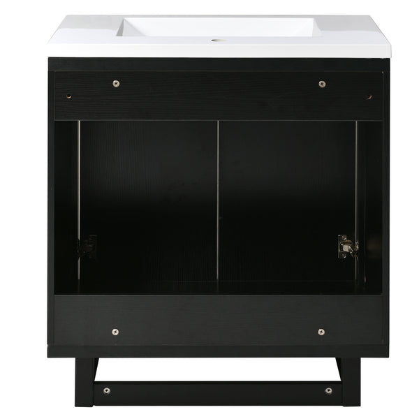 English Elm 30" Bathroom Vanity with Sink, Solid Wood Frame, Large Undersink Storage, Minimalist Elegant Design Black WF319594AAB