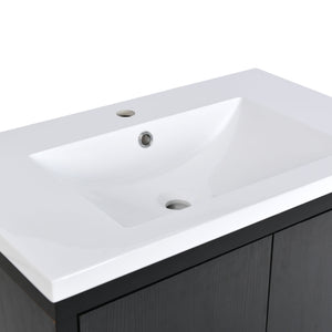 English Elm 30" Bathroom Vanity with Sink, Solid Wood Frame, Large Undersink Storage, Minimalist Elegant Design Black WF319594AAB