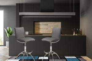 English Elm Modern Swivel Barstools Set of 2 Adjustable Pu Leather Chrome Base Kitchen Counter Gray B091119812