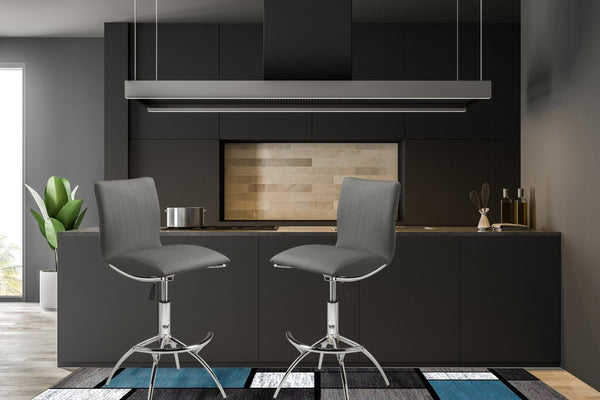 English Elm Modern Swivel Barstools Set of 2 Adjustable Pu Leather Chrome Base Kitchen Counter Gray B091119812