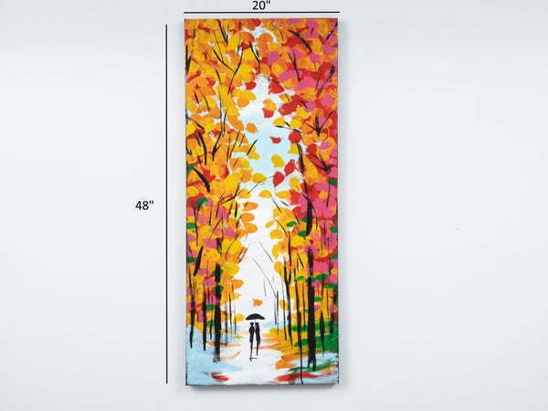 English Elm Wandela Canvas Painting 47'' X 19'' - Vivid Orange Wall Art For Contemporary Home Décor Elegance B029119802-GIGA