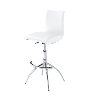 English Elm Modern Swivel Barstools Set of 2 Adjustable Pu Leather Chrome Base Kitchen Counter White Pu B091119810
