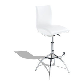 English Elm Modern Swivel Barstools Set of 2 Adjustable Pu Leather Chrome Base Kitchen Counter White Pu B091119810