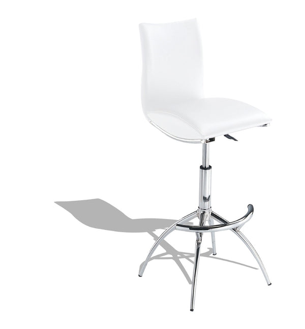 English Elm Modern Swivel Barstools Set of 2 Adjustable Pu Leather Chrome Base Kitchen Counter White Pu B091119810