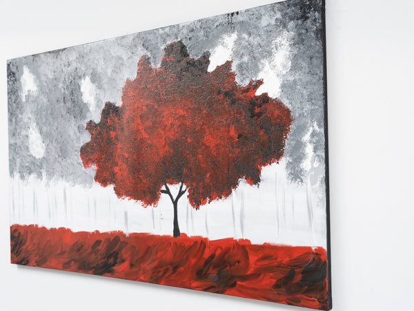English Elm Wandela Canvas Wall Art 47"x27" Elegant Contemporary Paintings to Elevate Home Decor and Style Red B029119799